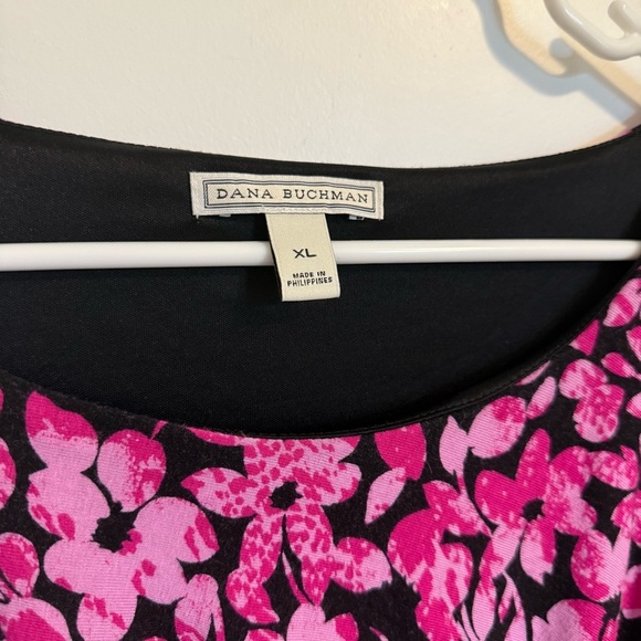 Dana Buchman Dress Women’s XL Party Stretch Ruched Waist‎ Professional Pink Leaf - Picture 2 of 4